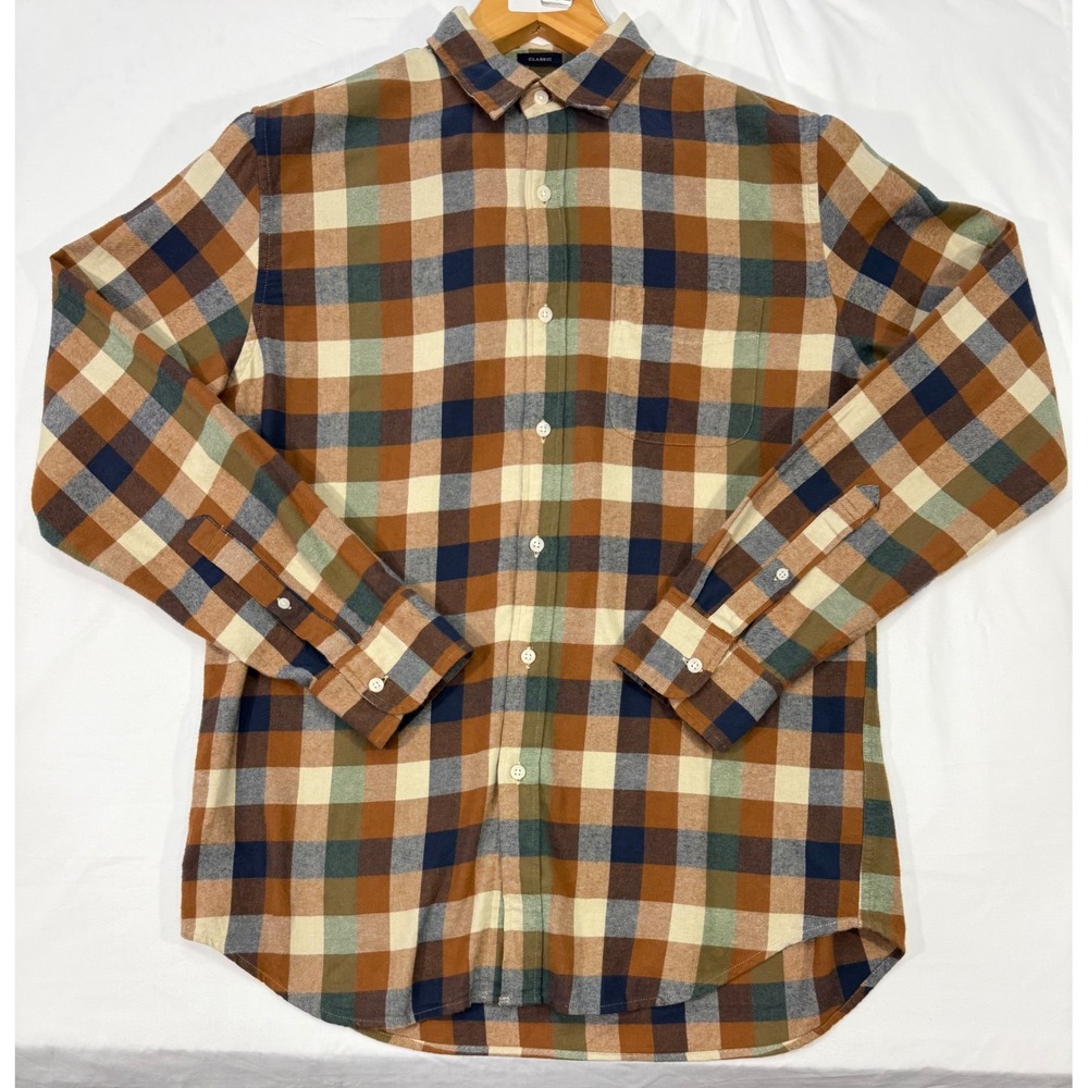 J.Crew Mens Flannel Shirt Classic Fit Multi Color Plaid Buffalo Check Size M